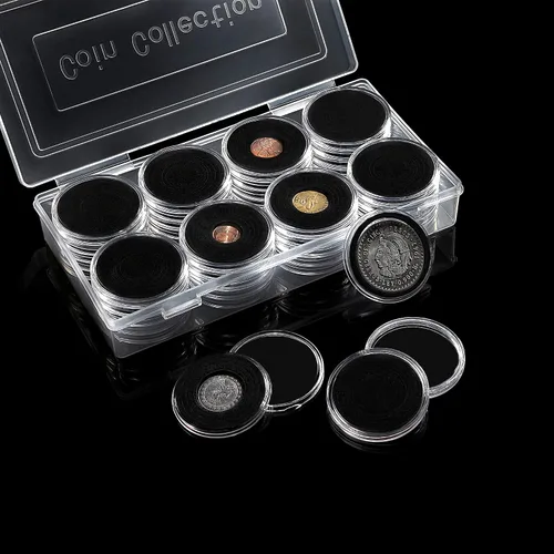 Vista 7 de FRIMOONY Cápsulas de monedas de 1.811 in, con junta de espuma y caja de almacenamiento de plástico, para colección de monedas, 2 paquetes
