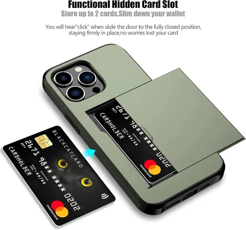 Vista 145 de Nvollnoe - Funda para iPhone 14 con tarjetero [tienda de 5 tarjetas] Negro - Almacenamiento más grande