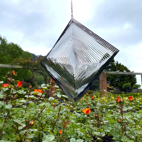 Vista 3 de Molinillo de viento de metal para jardín, arte de jardín al aire libre para patio trasero, decoración colgante al aire libre y spinners para adornos