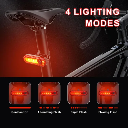 Vista 3 de KunHe USB Rechargeable Bike Tail Lights Super Bright Bicycle Rear Safety Light with 4 Light Modes for Skateboards Strollers and Wheelchairs