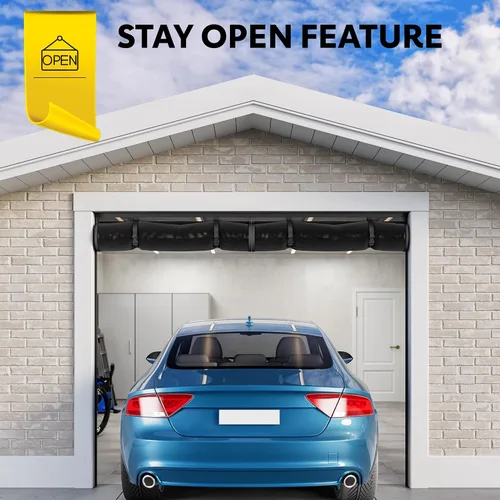 Vista 2 de AUGO Puerta de garaje con cierre magnético – Puerta mosquitera de garaje para 1 coche desplegable – Malla magnética para puerta – Parte inferior