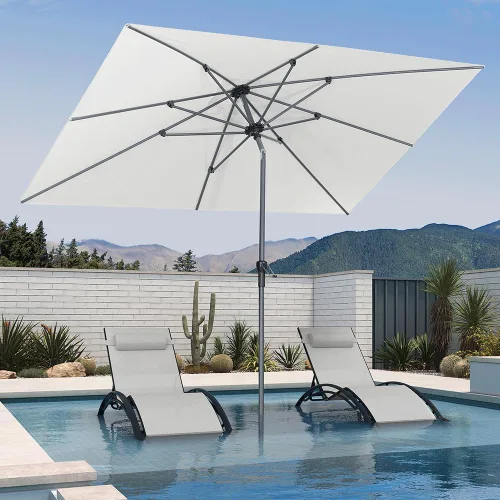 Vista 26 de PURPLE LEAF - Sombrilla de patio rectangular de 6' x 4', sombrilla de mesa para exteriores con marco de aluminio, sombrilla de mercado, sombrilla
