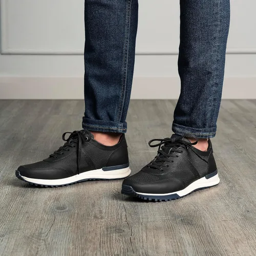Vista 7 de VELEZ Zapatillas de cuero para hombre - Zapatos de vestir casuales de negocios - Tenis de moda con cordones