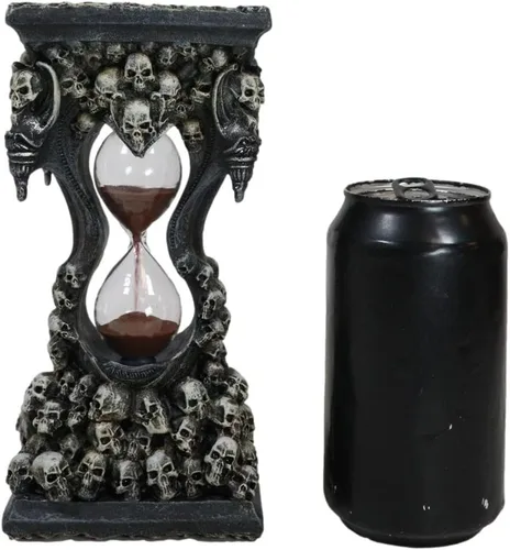Vista 6 de Ebros Gift 7.5 pulgadas de alto gótico invertible pilar cementerio cráneo morphing cráneo calaveras arena temporizador figura macabra osario