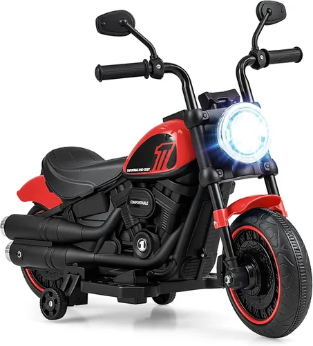 Vista 10 de Honey Joy Motocicleta de Montar, Motocicleta para Niños de 6 V con Luz LED, Música, Pedal de Pie, Adelante/Atrás, Arranque Suave, Motocicleta