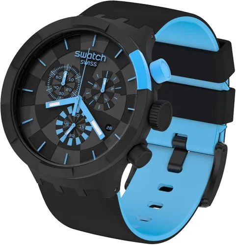 Vista 6 de Swatch Correa de silicona de cuarzo negro reloj casual 20 Modelo SB02B401 Negro