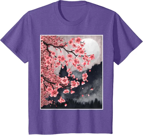 Vista 51 de Sakura - Camiseta japonesa de cerezo en flor japonesa, Negro, S