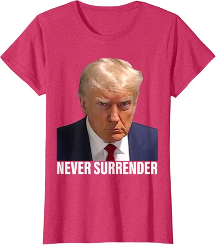 Vista 11 de Camiseta Pro Trump Mugshot Never Surrender para hombre y mujer, Negro