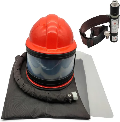 Vista 10 de Casco Sandblaster Seguro con Alimentación de Aire, Casco de Arenado, Protector de Hombro, Capucha de Arenado, Termostato Sandblaster, 5 Piezas