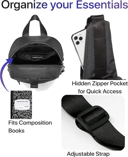 Vista 4 de WESTEND Mochila cruzada con correa ajustable para hombres y mujeres