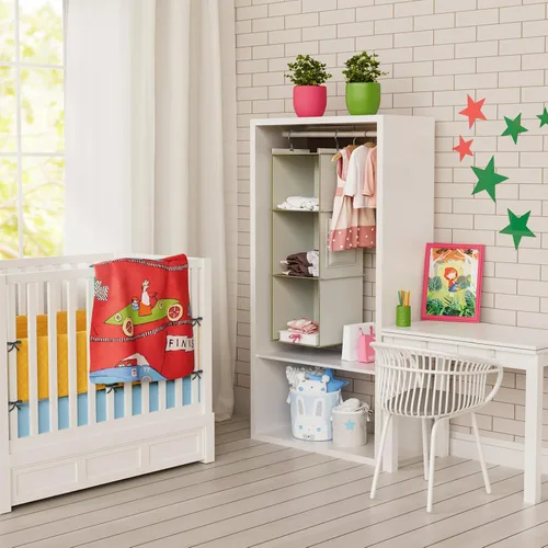 Vista 2 de YOUDENOVA Organizador colgante de armario, estantes de almacenamiento colgantes de 3 repisas, beige