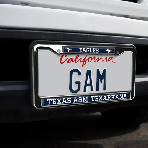 Vista 2 de Texas A&M University - Texarkana Mascot - Marco de metal estándar para placa de matrícula de tamaño completo