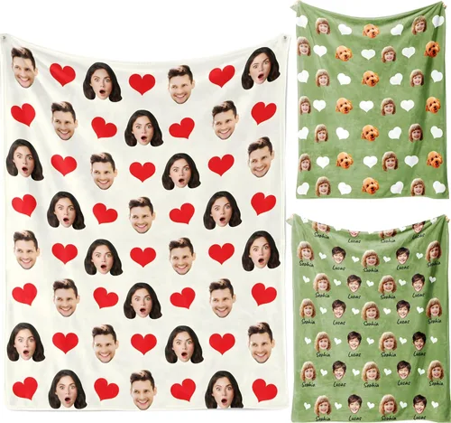 Vista 19 de D-Story Manta personalizada con foto, entrega al día siguiente, hecha en EUA, Manta de collage personalizada, haz una manta personalizada
