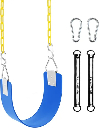Vista 10 de Juego de columpio con anillo triangular de metal y cadenas antioxidantes de 66 pulgadas, accesorios de reemplazo de columpio con ganchos de presión