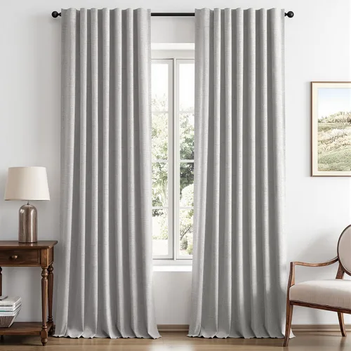 Vista 98 de MIULEE Cortinas de lino 100% opacas para dormitorio, marfil sólido, decoración de lujo, aislamiento térmico, cortinas oscurecedoras para sala