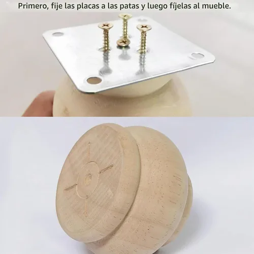 Vista 5 de Patas de madera para muebles de 2 pulgadas, patas de repuesto de madera maciza sin pintar, patas de gabinete/escritorio/sofá/estantería Bun Feet