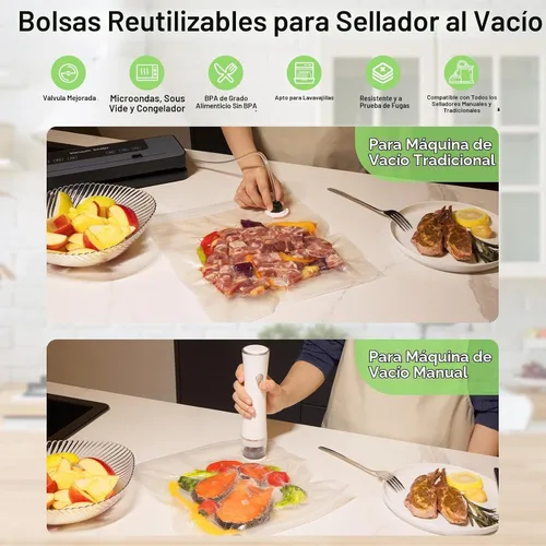 Vista 3 de URPOWER Bolsas selladoras al vacío reutilizables para almacenamiento