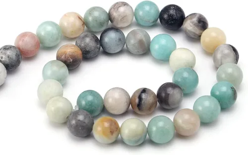 Vista 4 de Youngbling Cuentas de Gemas Naturales para Hacer Joyería, Cuentas de Piedra Lisas y Pulidas de Amazonita Redondas de 8mm para Pulseras y Collares