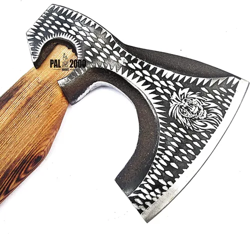 Vista 3 de Hacha de división camping cortar hacha vikingo Tomahawk batalla caza al aire libre mango de madera maciza 9971