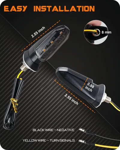 Vista 7 de 4 piezas de señales de giro universales para motocicleta, luces LED de señal de giro delanteras y traseras, intermitentes secuenciales ámbar