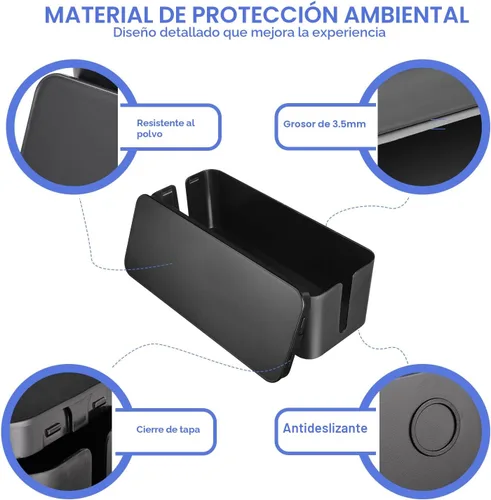 Vista 3 de Naeety 3 Pack Cable Organizer Box, Cable Management Box for Surge Protector Negro