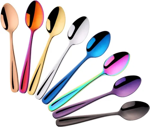 Vista 12 de 8 Pieces Dessert Spoons Teaspoons Small Coffee Spoons Espresso Spoons, 5.5 Inch (black)