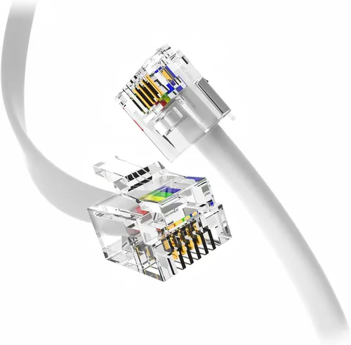 Vista 9 de Paquete de 3 cables telefónicos cortos de 6 pulgadas, RJ11 macho a macho, cable de línea telefónica 6P4C con materiales de alta gama, 100% cobre