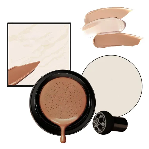 Vista 8 de Drkicsy Cojín de cabeza de hongo CC Cream, corrector de base acolchada para mujeres mayores, cobertura completa, base BB Cream corrector de tono