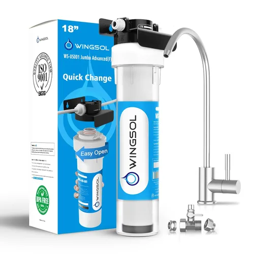 Vista 10 de WINGSOL WINGSOL Filtro de agua alcalina para debajo del fregadero, mejora el pH y el sabor, función 5-en-1 reduce metales pesados, cloro, PFAS