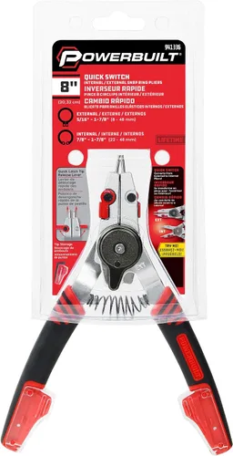 Vista 5 de Powerbuilt 941336 - Alicates de anillo a presión con combinación de interruptor externo interno, reversible, quitar e instalar, con resorte, puntas