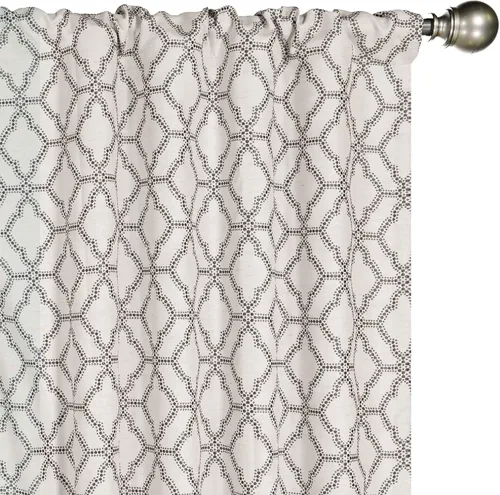 Vista 4 de Eclipse Lollie Total Privacy - Cortinas opacas con bolsillo para barra, diseño de enrejado (2 paneles), 52 x 84 pulgadas, color gris