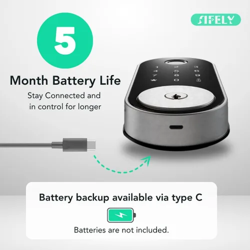 Vista 11 de Cerradura inteligente incorporada con huella dactilar y WiFi con teclado – Cerradura sin llave para el hogar, Airbnb, alquiler, niños/mayores