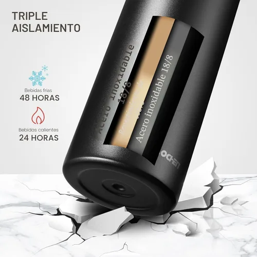 Vista 4 de KXIAOCHEN Botella de agua aislada, botella de agua de acero inoxidable, 2 tapas (con pajilla y tapa con asa), botellas de agua metálicas de boca