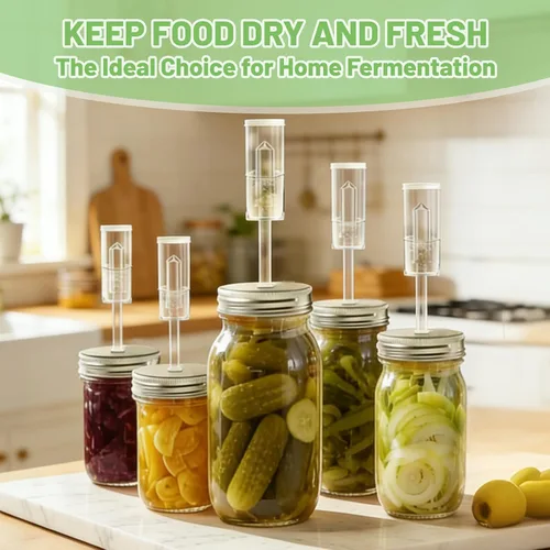 Vista 7 de Klemon Kit de fermentación para tarro de fermentación de masón de boca ancha, kit de chucrut en pepinillo, 4 tapas de fermentación, 4 pesos