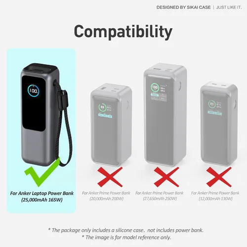 Vista 2 de Estuche de silicona para batería externa Anker Laptop (25,000mAh 165W) con orificio para tuerca de 1/4", almacenamiento para tarjeta SD/SIM Negro