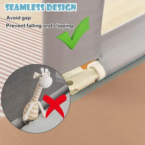 Vista 4 de GLACER Riel de cama para niños pequeños, 77 pulgadas extra largo, protector de riel de cama de bebé ajustable en altura con diseño de elevación