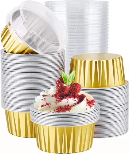 Vista 39 de EUSOAR Forros para cupcakes para hornear, 50 forros para magdalenas de 5 onzas, moldes de papel de aluminio desechables, recipientes de postre