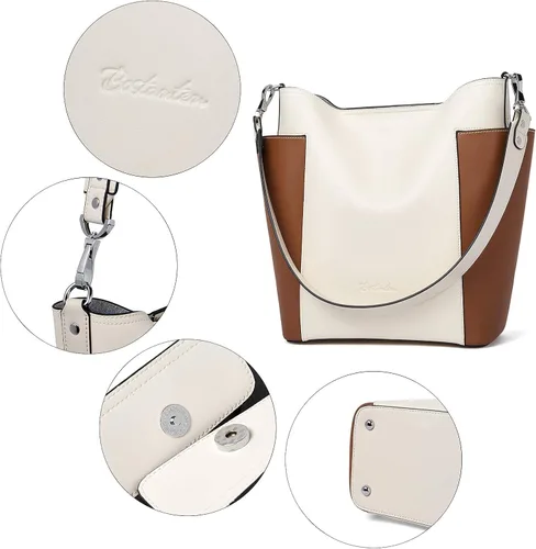 Vista 3 de BOSTANTEN Bolso de cuero del cubo del diseñador Hobo bolsos de hombro conjunto con monederos del embrague paquete con la cartera de cuero
