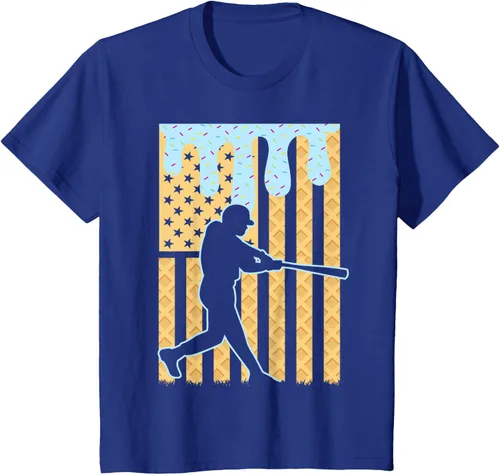 Vista 40 de Camiseta de béisbol Drip Boys Dripping Ice Cream Baseball American Flag, Negro -, Pequeña
