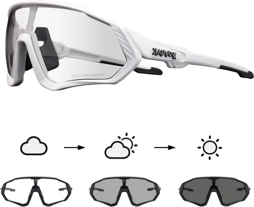 Vista 9 de KAPVOE Gafas de ciclismo fotocromáticas para hombres y mujeres, gafas de sol para bicicleta de montaña MTB, para bicicleta de montaña Clear - K9408