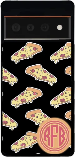 Vista 5 de Smiley Face Pepperoni Pizza - Funda personalizada de goma negra con monograma compatible con Google Pixel 10, 10 Pro, 10 Pro XL, 9a, 9 Pro, Pixel 9