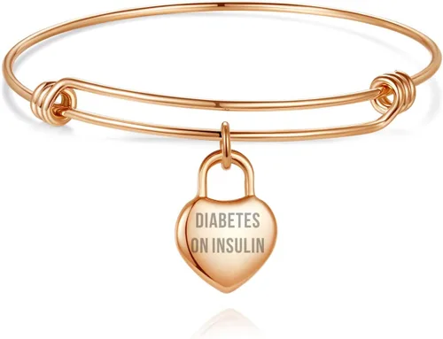 Vista 2 de LinnaLove Pulseras de alerta médica para mujer, ajustable, de acero inoxidable, con dije de corazón, grabado gratuito