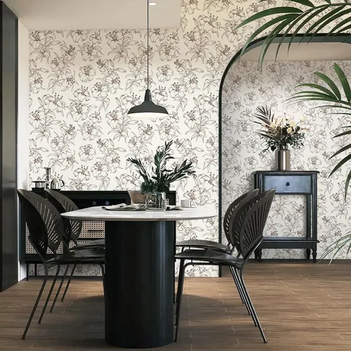Vista 4 de Heroad Papel tapiz floral negro de la marca para despegar y pegar, papel tapiz bohemio para despegar y pegar, papel tapiz autoadhesivo extraíble