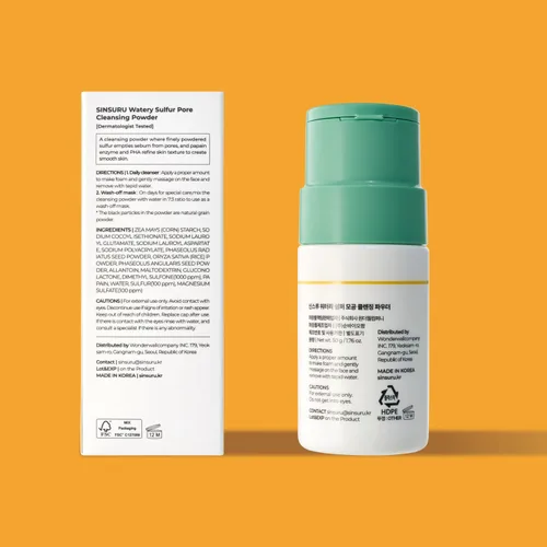 Vista 9 de Polvo limpiador de poros de azufre acuoso, limpiador facial de azufre coreano con enzima y PHA Polvo de limpieza profunda de poros para pieles