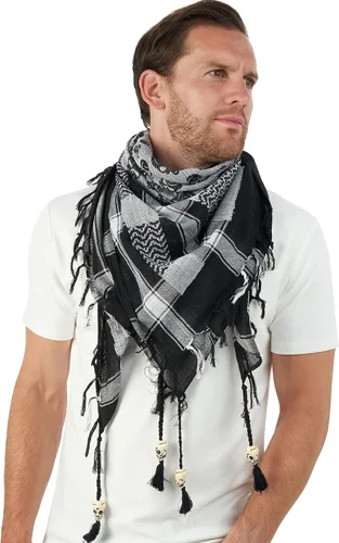 Vista 18 de LOVARZI Shemagh Cottons Arab Keffiyeh - Bufanda militar táctica para cabeza y cuello