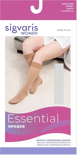 Vista 3 de SIGVARIS Essential Opaque 860 - Calcetines altos para pantorrilla con agarre superior de 20-30 mmHg
