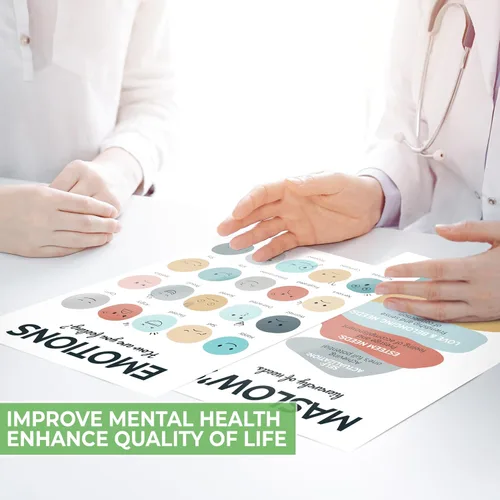 Vista 3 de 12 piezas de carteles de salud mental, decoración de oficina de terapia, imprescindibles para oficina de consejería, suministros para consejeros