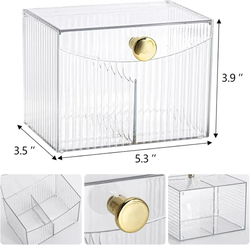 Vista 2 de Tbestmax Dispensador Portahisopo de 2 Secciones, Organizador Transparente de Baño de 2 Rejillas, Contenedor de Almacenamiento de Cosméticos