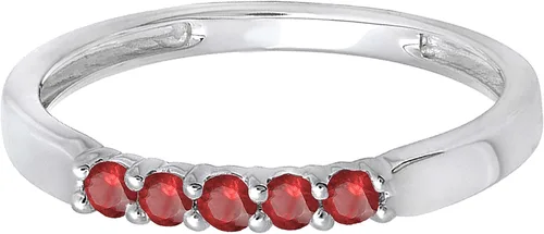 Vista 30 de Dazzlingrock Collection Anillo de boda redondo de 5 piedras preciosas o diamantes para mujer en oro macizo de 10 K/14 K/18 K
