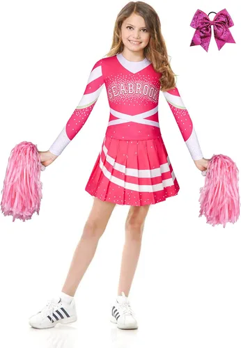 Vista 2 de Disfraz de animadora de zombies para niñas con accesorios, disfraz de película de Halloween de 4 a 12 años
